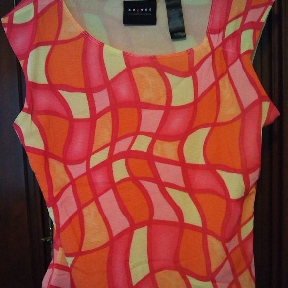 Axcess shirt Bright Orange Pink Yellow Size Medium - Picture 6 of 7